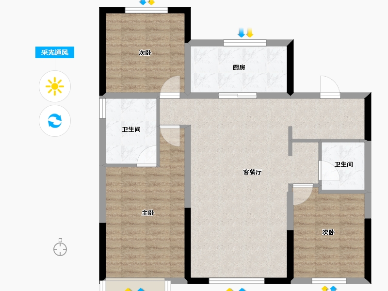 辽宁省-沈阳市-龙湖中铁建云璟-88.38-户型库-采光通风