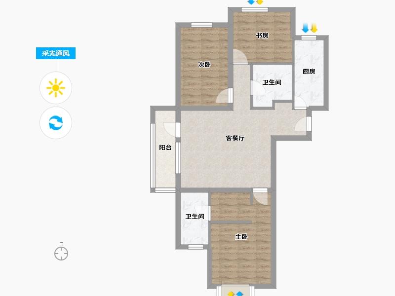 河北省-廊坊市-融公馆-76.71-户型库-采光通风