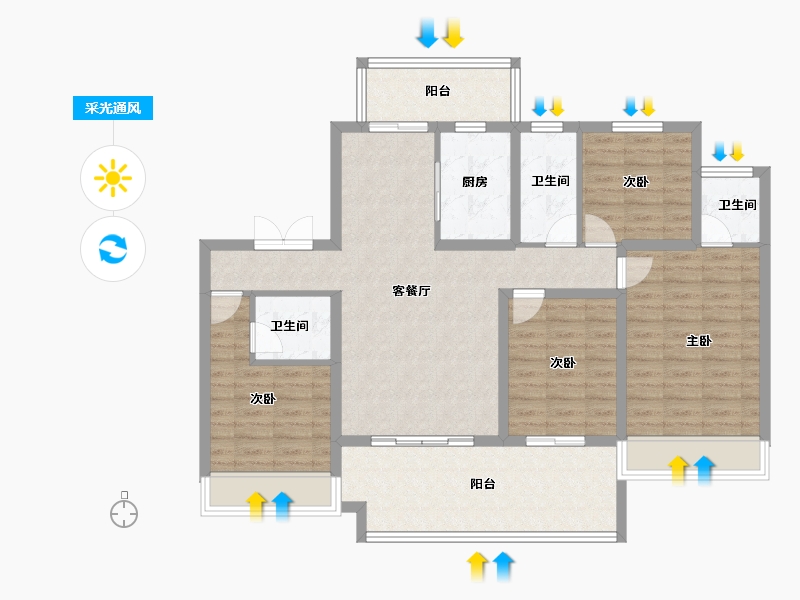 河南省-焦作市-华洋院子-108.80-户型库-采光通风