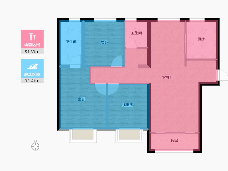 甘肃省-兰州市-万科星光都会-81.46-户型库-动静分区