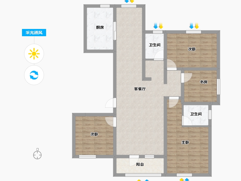 河北省-廊坊市-绿地空港·西斯莱公馆-104.58-户型库-采光通风