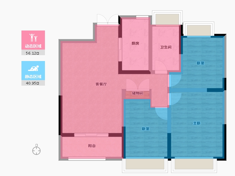 河南省-信阳市-众鑫学府-86.40-户型库-动静分区