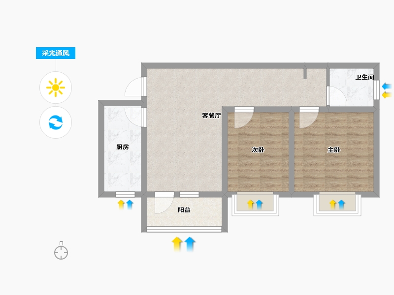 河北省-廊坊市-港中旅·海泉湾-64.80-户型库-采光通风