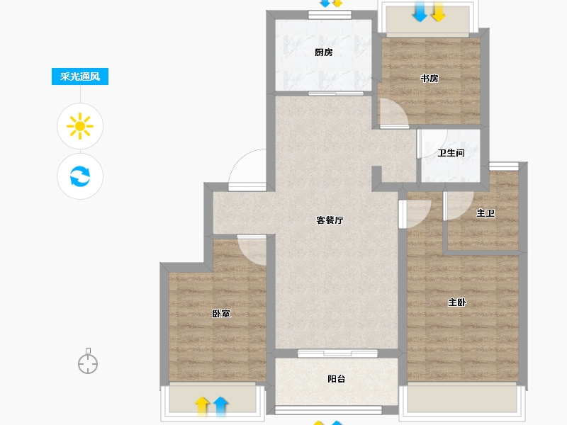 江苏省-苏州市-晨曦雅苑-71.19-户型库-采光通风