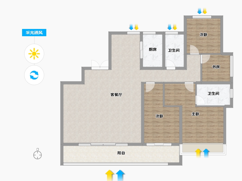 河南省-焦作市-蓝城·桂语江南-140.00-户型库-采光通风