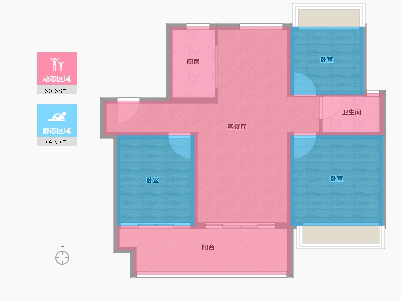 河南省-信阳市-碧桂园都荟学府二期-85.60-户型库-动静分区