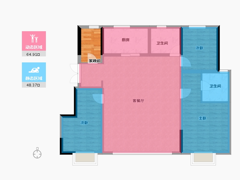 辽宁省-沈阳市-龙湖中铁建云璟-106.70-户型库-动静分区