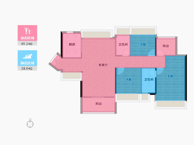 广东省-惠州市-金裕星河梧桐湾花园-94.45-户型库-动静分区