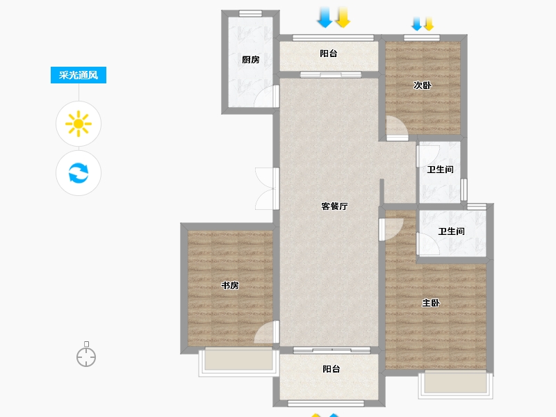 河南省-焦作市-焦作建业府—期-104.80-户型库-采光通风