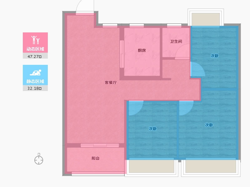 江苏省-苏州市-晨曦雅苑-71.45-户型库-动静分区