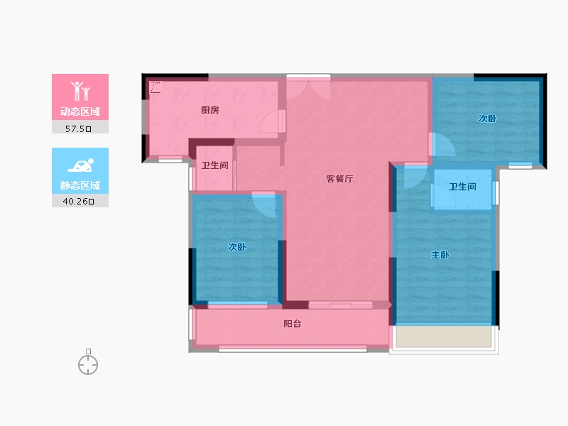 河南省-焦作市-时代天筑-86.40-户型库-动静分区