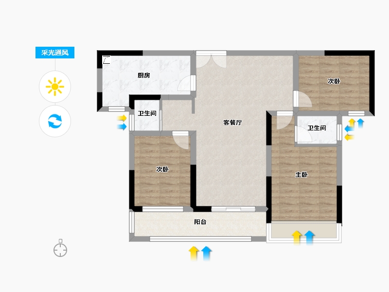 河南省-焦作市-时代天筑-86.40-户型库-采光通风