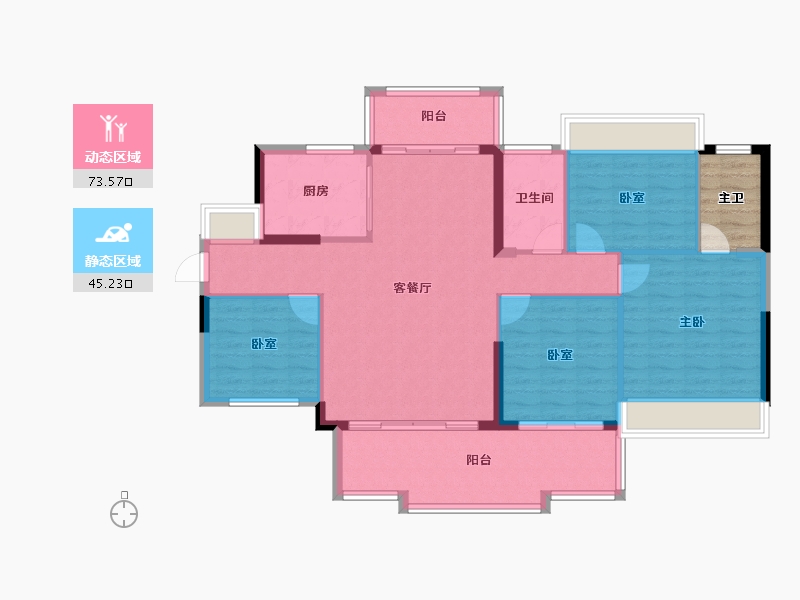 广东省-惠州市-隆生仲恺花园-112.77-户型库-动静分区