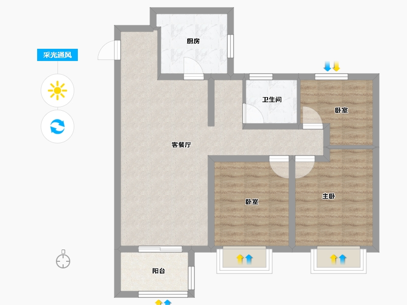 天津-天津市-新城悦隽风华悦城-76.00-户型库-采光通风