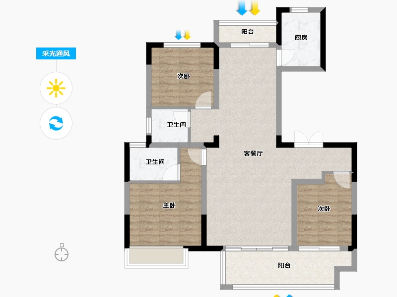 河南省-焦作市-温县建业江山汇-96.90-户型库-采光通风