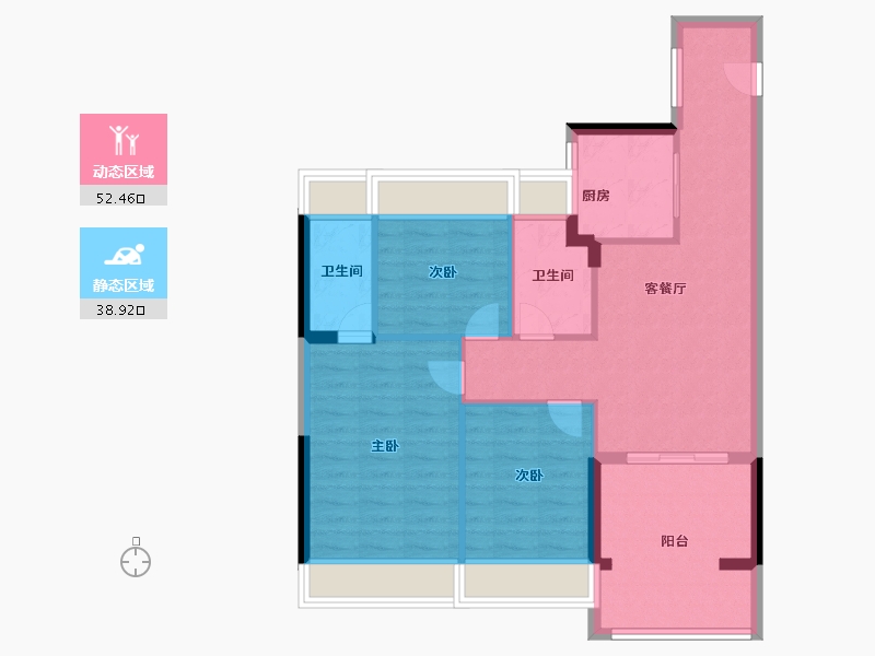 广东省-珠海市-龙光·玖榕湾-82.20-户型库-动静分区