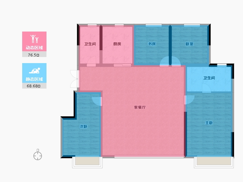 辽宁省-沈阳市-龙湖中铁建云璟-132.00-户型库-动静分区