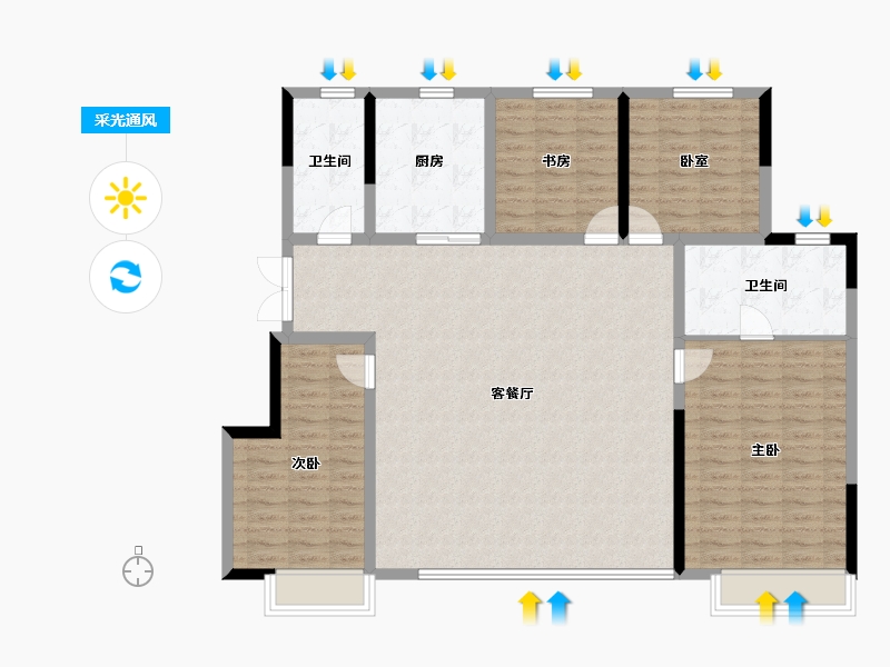 辽宁省-沈阳市-龙湖中铁建云璟-132.00-户型库-采光通风