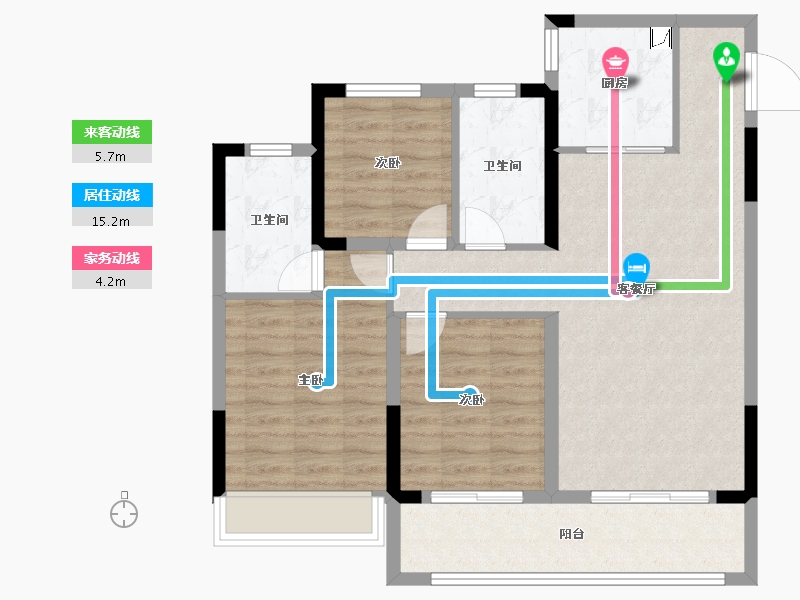 江苏省-无锡市-龙湖长泰景粼天著-87.20-户型库-动静线