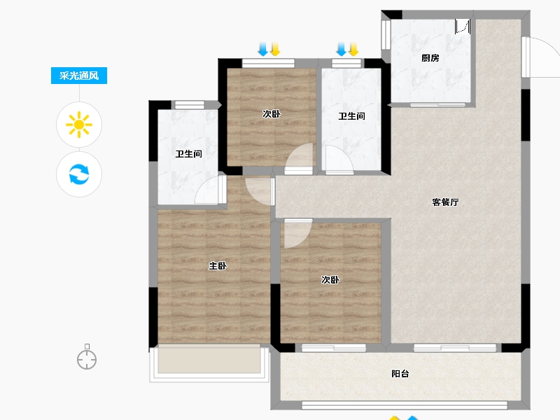 江苏省-无锡市-龙湖长泰景粼天著-87.20-户型库-采光通风