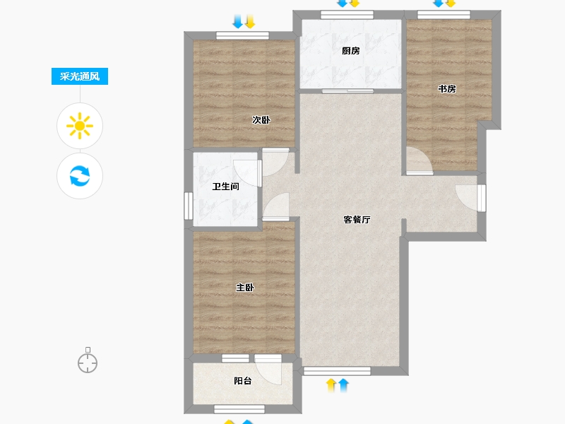 河北省-廊坊市-融公馆-74.81-户型库-采光通风