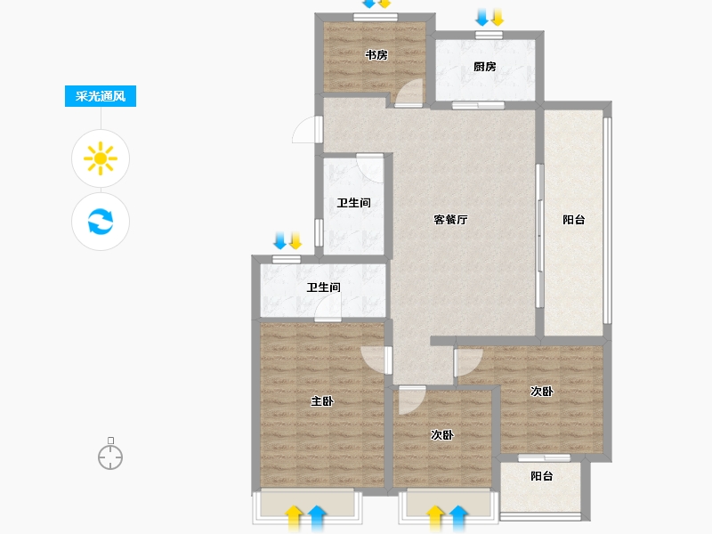 河南省-焦作市-蓝城·桂语江南-114.40-户型库-采光通风