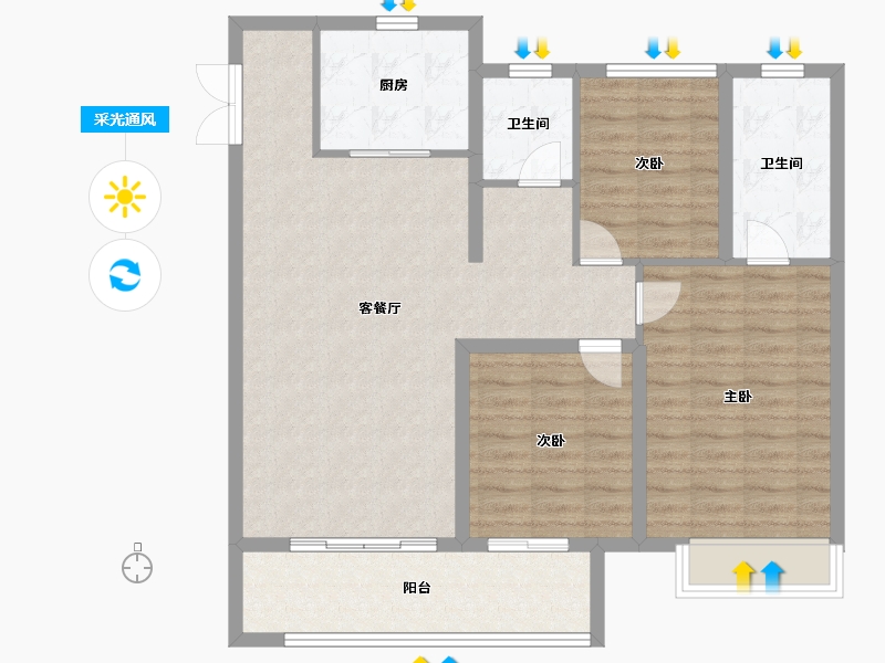 河南省-焦作市-焦作建业府—期-98.40-户型库-采光通风