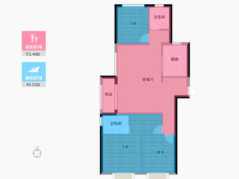 甘肃省-兰州市-万科星光都会-84.01-户型库-动静分区