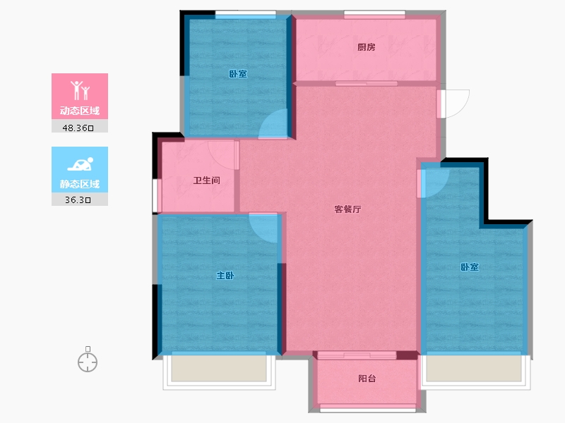 天津-天津市-绿地新里栖湖公馆-76.00-户型库-动静分区