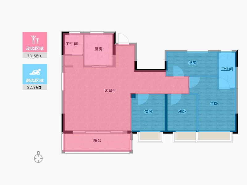 江苏省-无锡市-旭辉铂悦溪上-115.11-户型库-动静分区