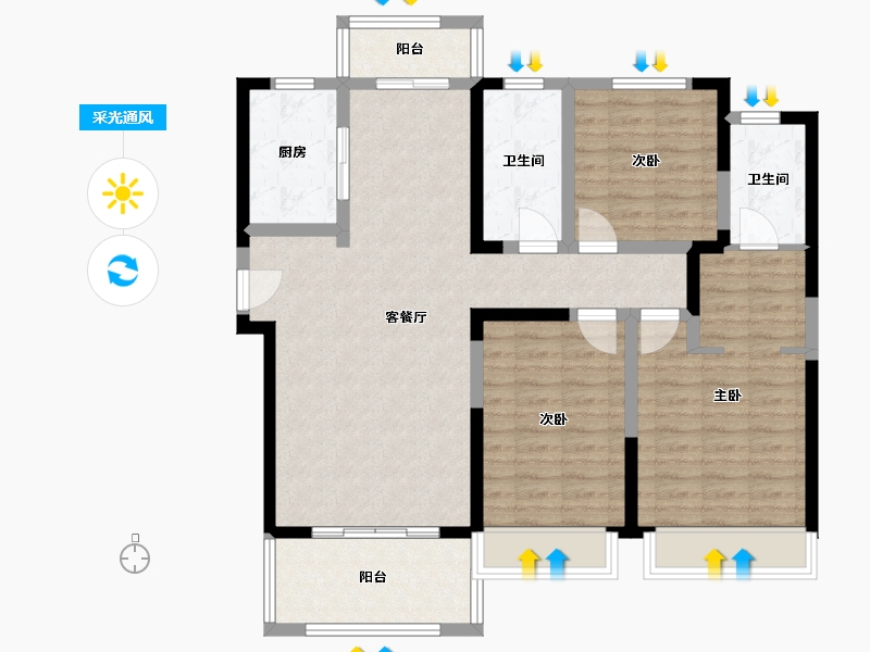 河南省-濮阳市-蹼题公馆-102.00-户型库-采光通风