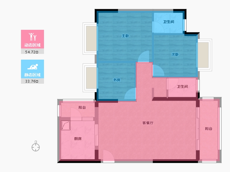 广东省-广州市-花东侨雅苑-79.10-户型库-动静分区