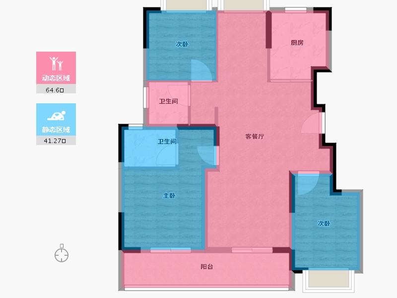 江苏省-镇江市-融创·京源里-67.08-户型库-动静分区