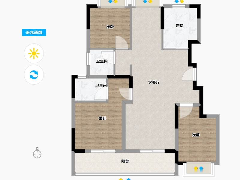 江苏省-镇江市-融创·京源里-67.08-户型库-采光通风