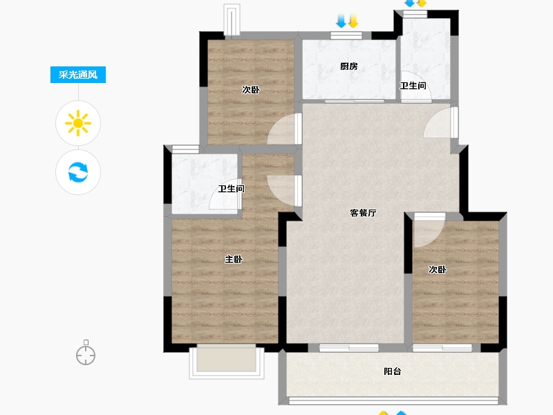 江苏省-镇江市-融创·京源里-88.01-户型库-采光通风