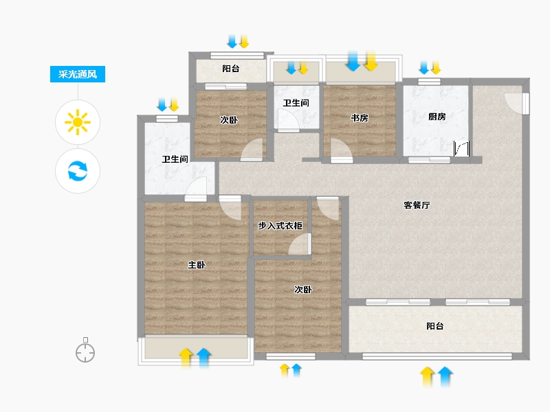 江苏省-南通市-翰林首府桃源里-114.40-户型库-采光通风