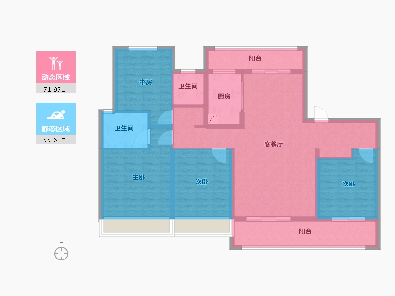 江苏省-南通市-翰林首府桃源里-113.70-户型库-动静分区