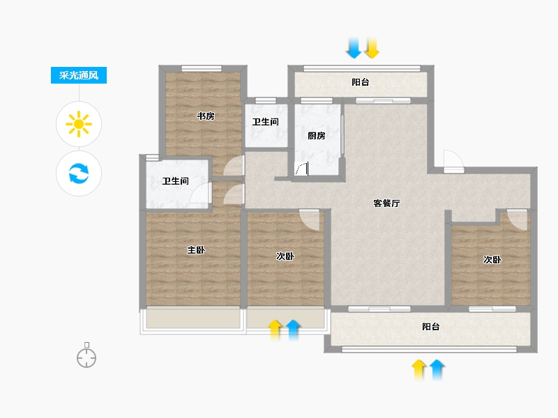 江苏省-南通市-翰林首府桃源里-113.70-户型库-采光通风