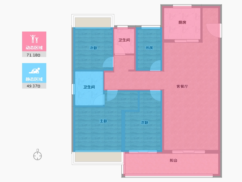 浙江省-温州市-万科·古翠隐秀-108.79-户型库-动静分区