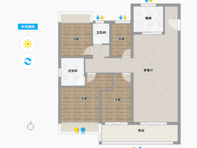 浙江省-温州市-万科·古翠隐秀-108.79-户型库-采光通风