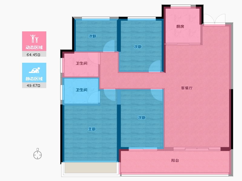 浙江省-温州市-华鸿府东御峯-103.78-户型库-动静分区