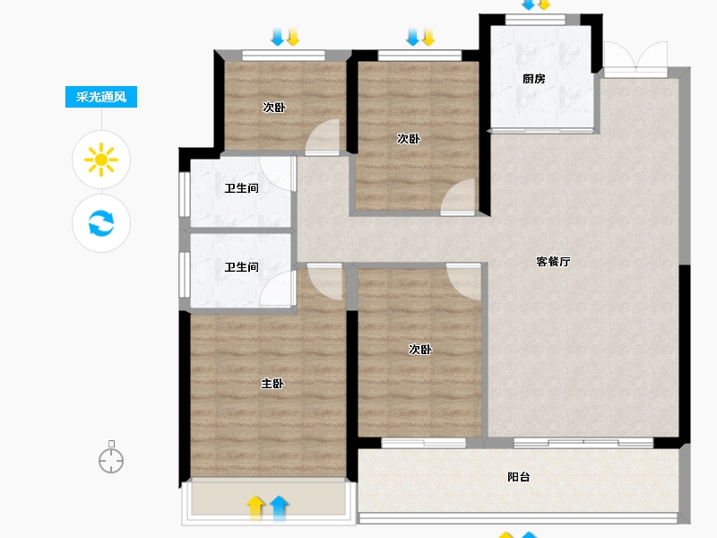 浙江省-温州市-华鸿府东御峯-103.78-户型库-采光通风