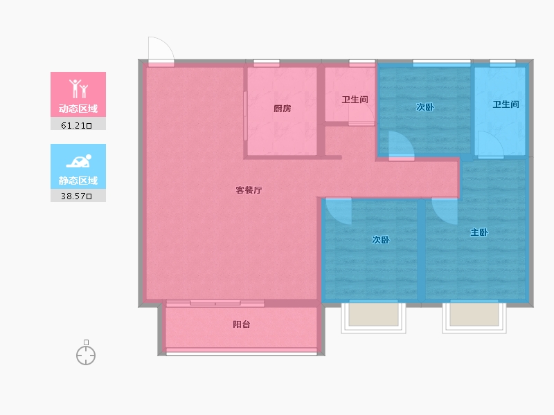 江苏省-镇江市-美的·悦岚山-90.00-户型库-动静分区