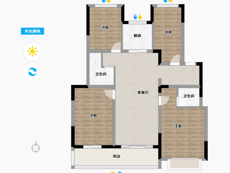 浙江省-湖州市-大家满园山色-108.80-户型库-采光通风