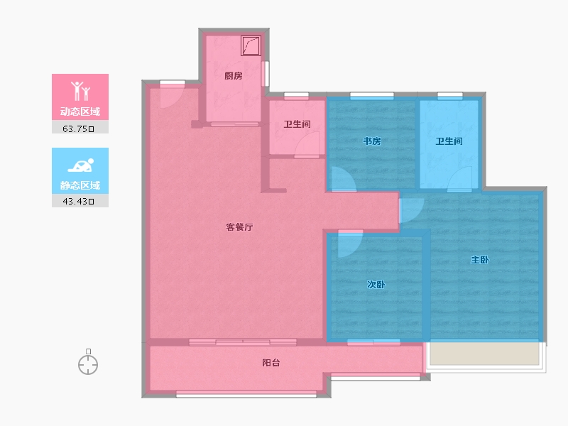 江苏省-南通市-翰林首府桃源里-96.01-户型库-动静分区