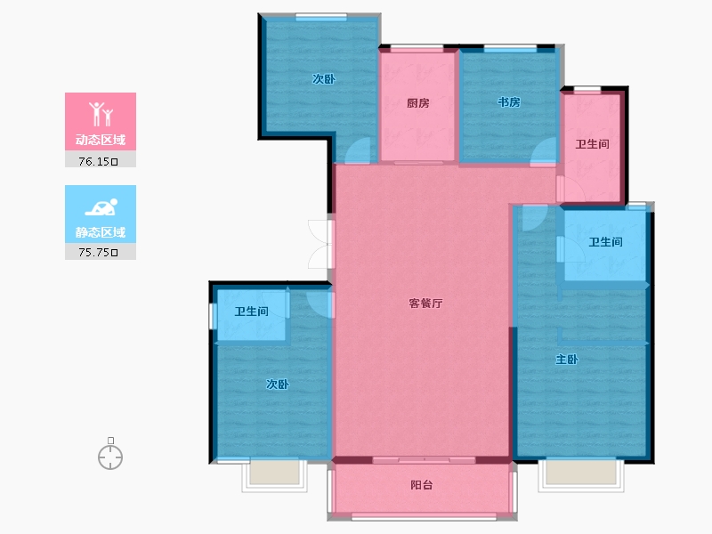 陕西省-咸阳市-城投时代-136.95-户型库-动静分区