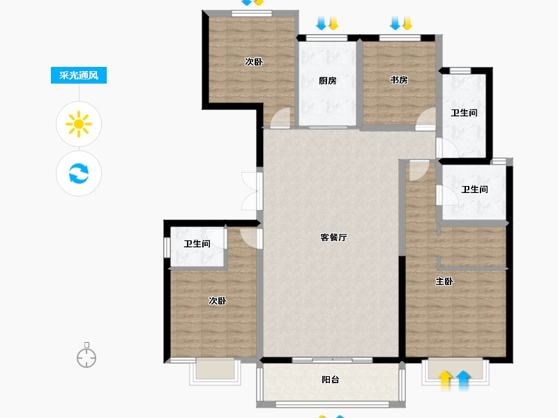 陕西省-咸阳市-城投时代-136.95-户型库-采光通风