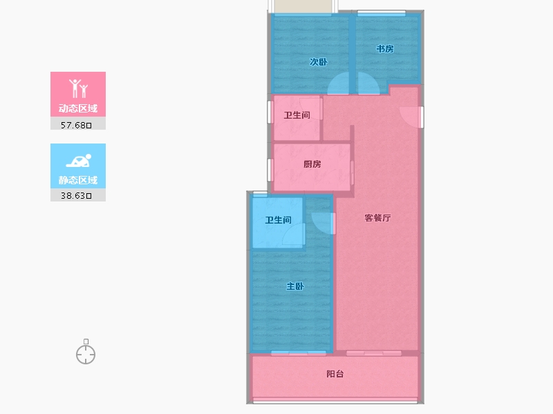 浙江省-温州市-万科·古翠隐秀-86.40-户型库-动静分区