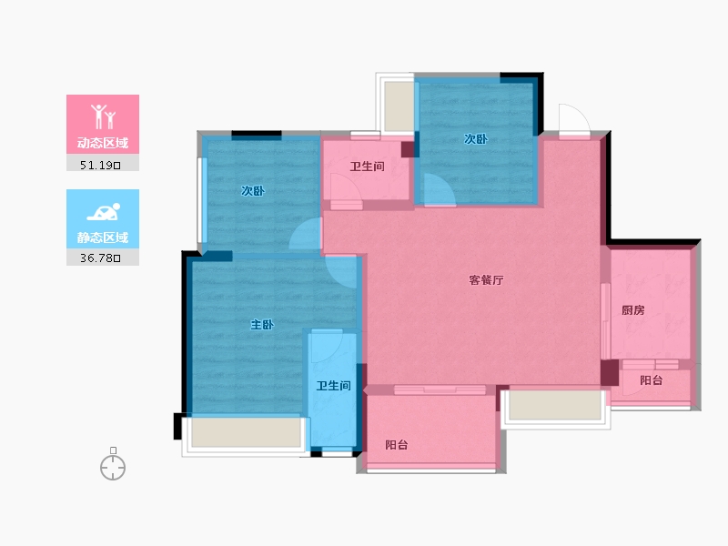 重庆-重庆市-万科森林公园-78.29-户型库-动静分区