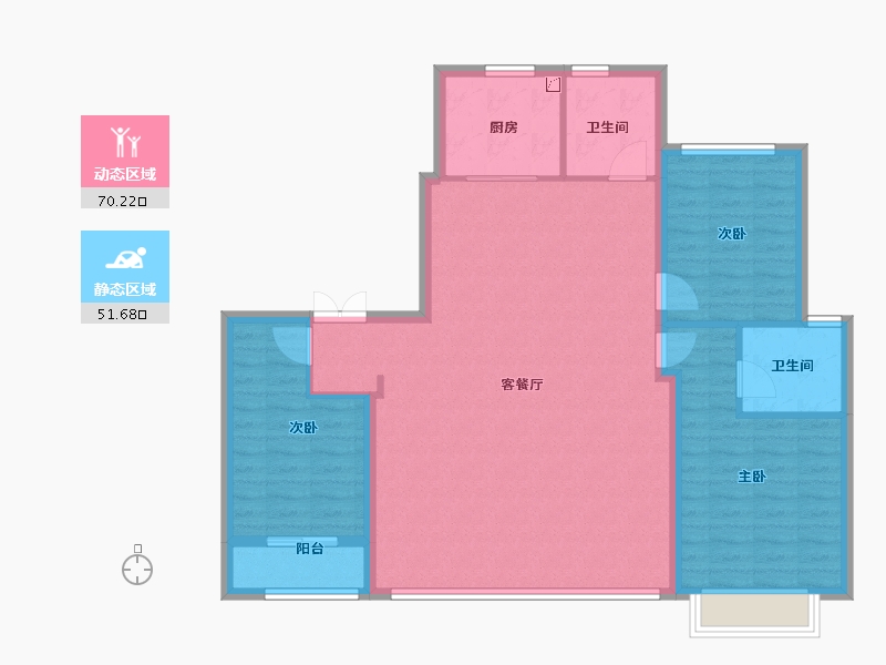 陕西省-西安市-海逸长洲-111.19-户型库-动静分区